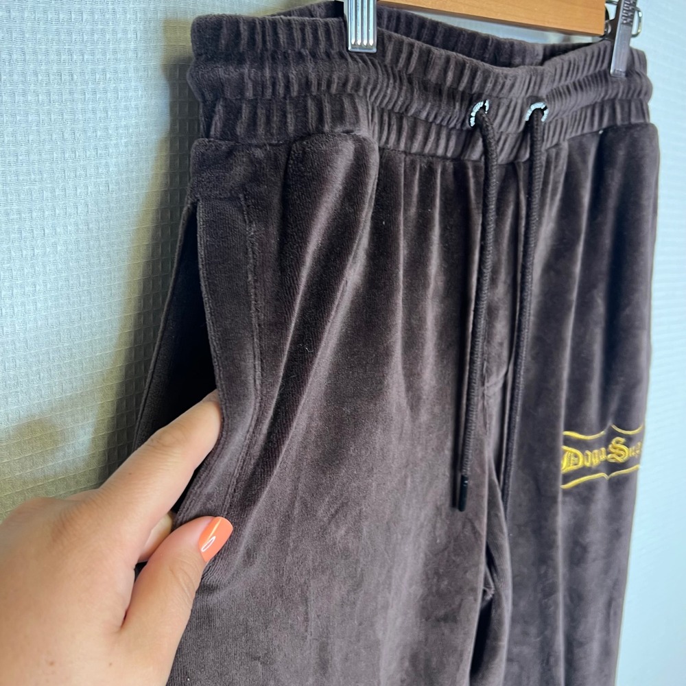Dogg Supply by Snoop Dogg Womens Brown Velour Joggers Size S Zipper Cuffs Track